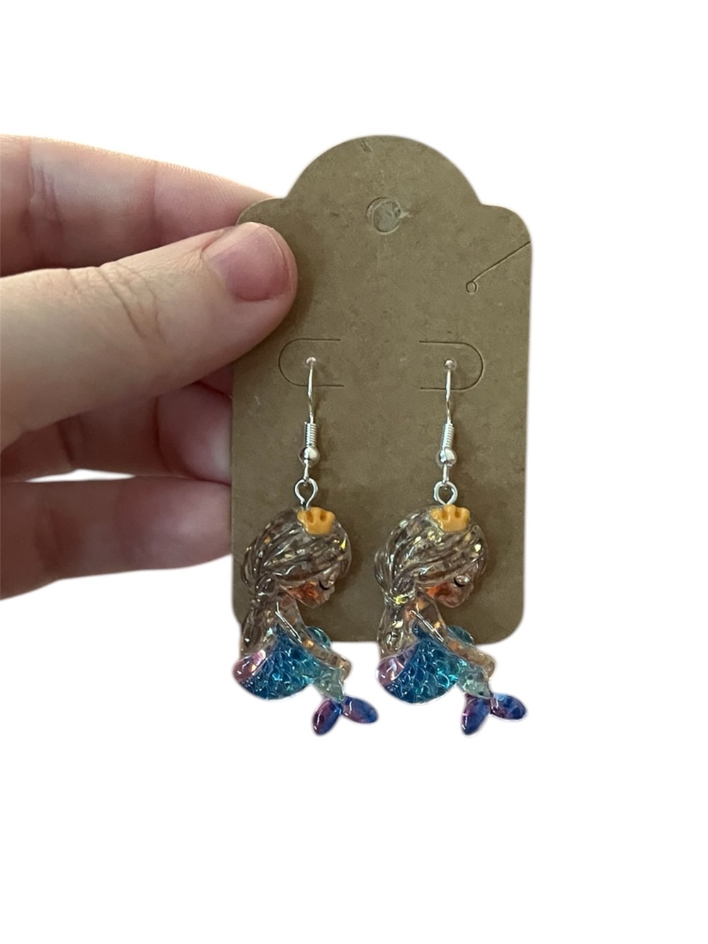 Iridescent Blue Mermaid Dangle Earrings